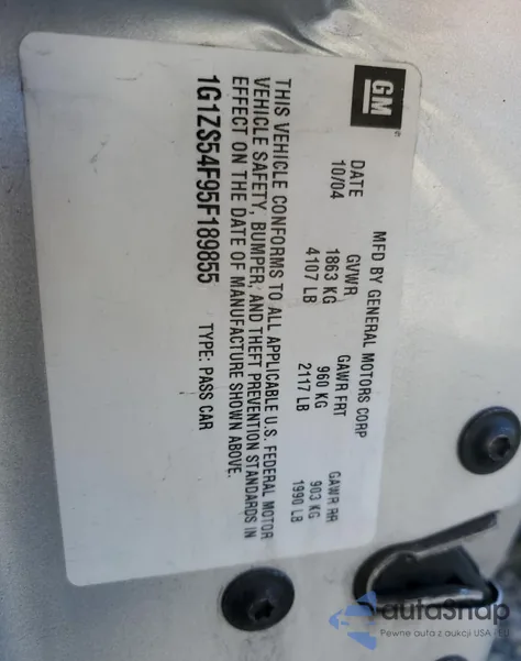 2005 Chevrolet Malibu из США, поврежденный, VIN 1G1ZS54F95F189855